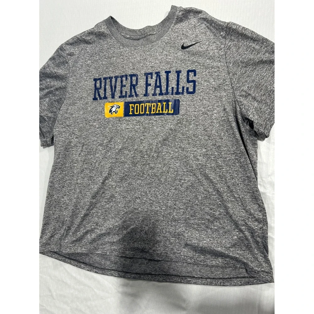 Nike‎ Dri-FIT River Falls Football Graphic T-Shirt Gray Mens XL Heathered Tee